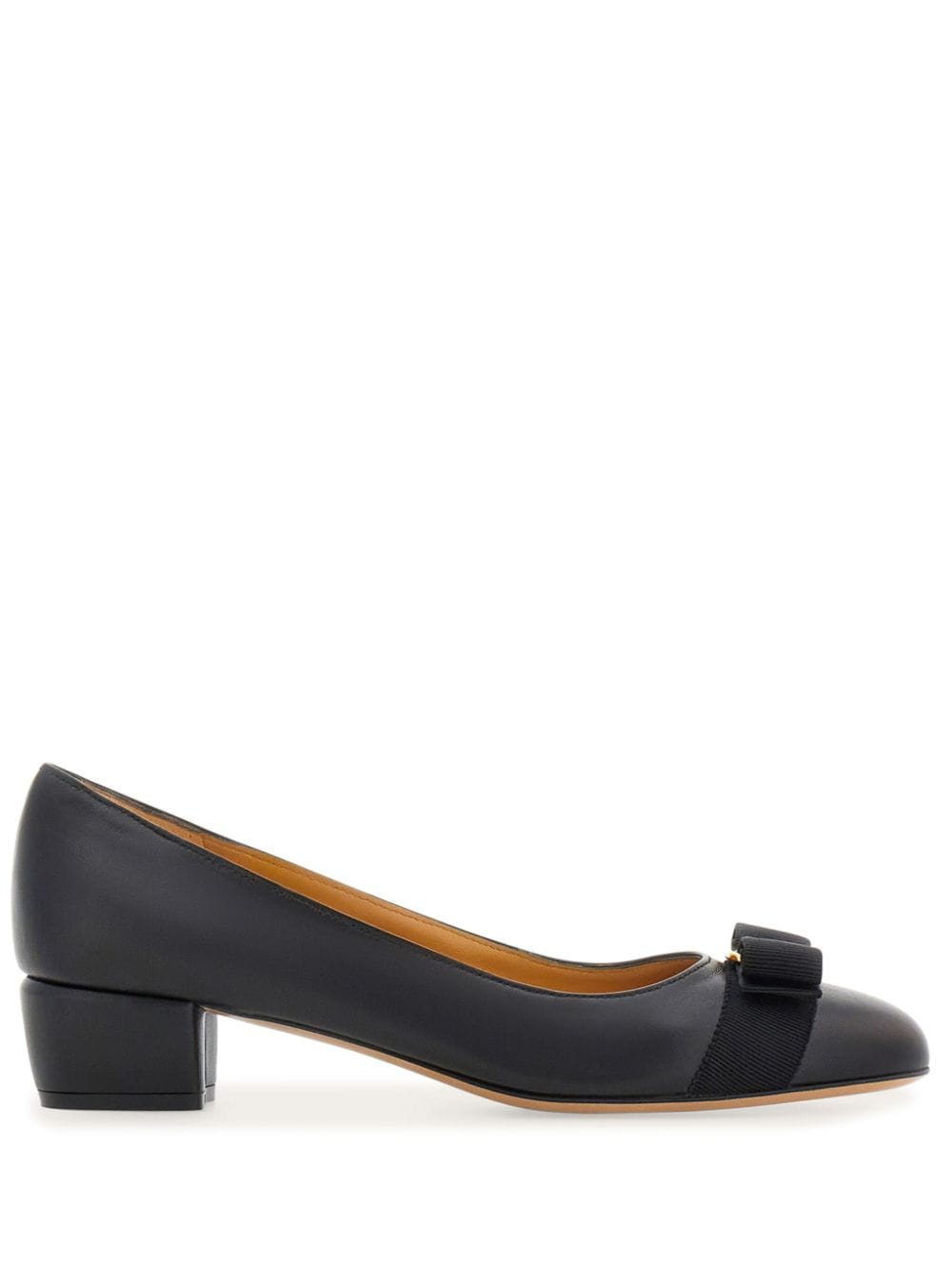 FERRAGAMO Elegant Leather Bow Detail Slip-On Pumps for Women