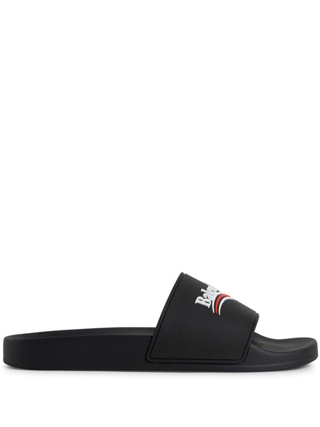 BALENCIAGA Political Campaign Pool Slide Sandals - Women's Black Sandals for SS24