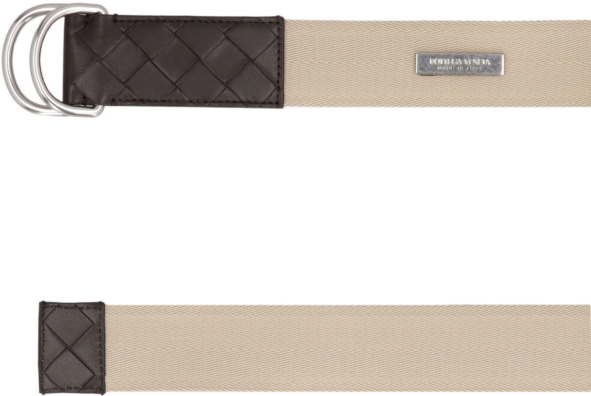 BOTTEGA VENETA Men's Ecru Fabric Belt for SS24 - 4 CM Height, 5x5 CM Buckle Size