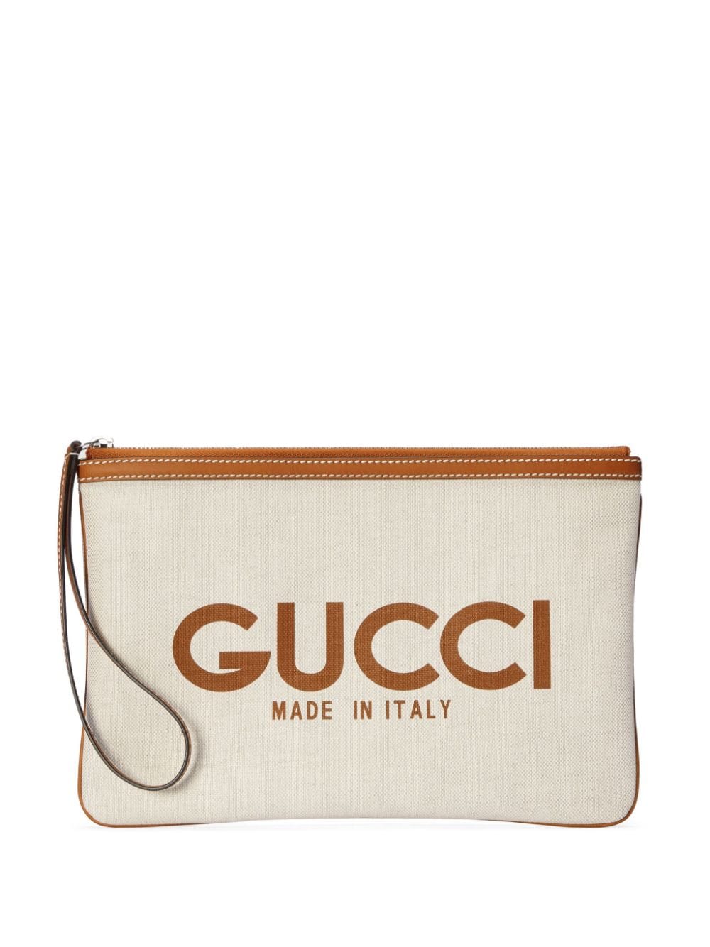 GUCCI Mini Beige Canvas Logo Pouch Handbag