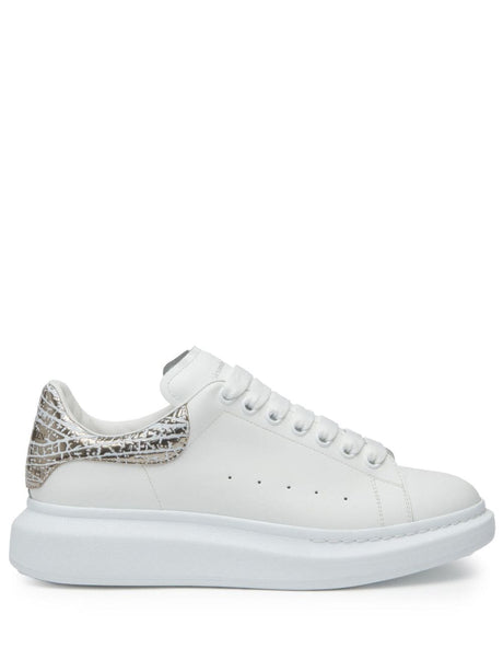 ALEXANDER MCQUEEN Crocodile-Effect White Leather Sneakers for Men