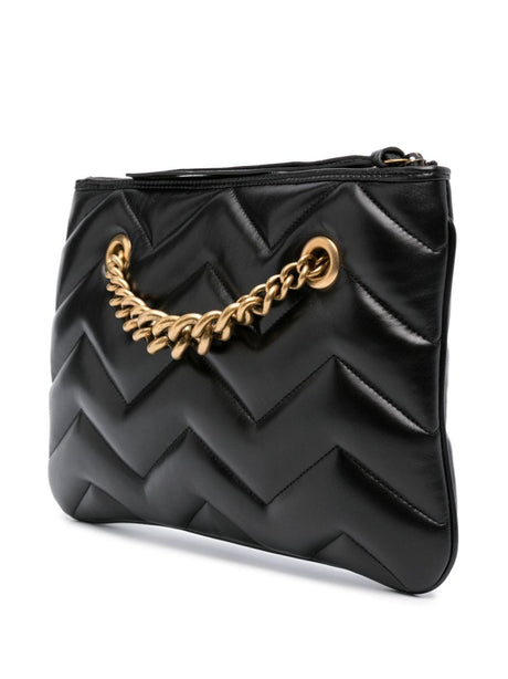 GUCCI Mini GG Marmont Black Leather Clutch