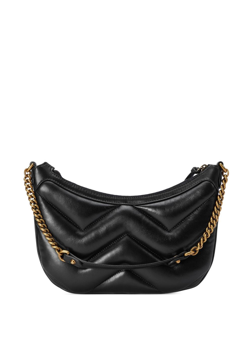 GUCCI Black Chevron Quilted Leather Mini Shoulder Bag with Gold-Tone Accents, 26x17x4 cm