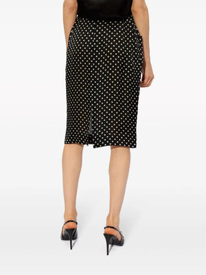 SAINT LAURENT Dotted Silk Charmeuse Pencil Skirt for Women in Black