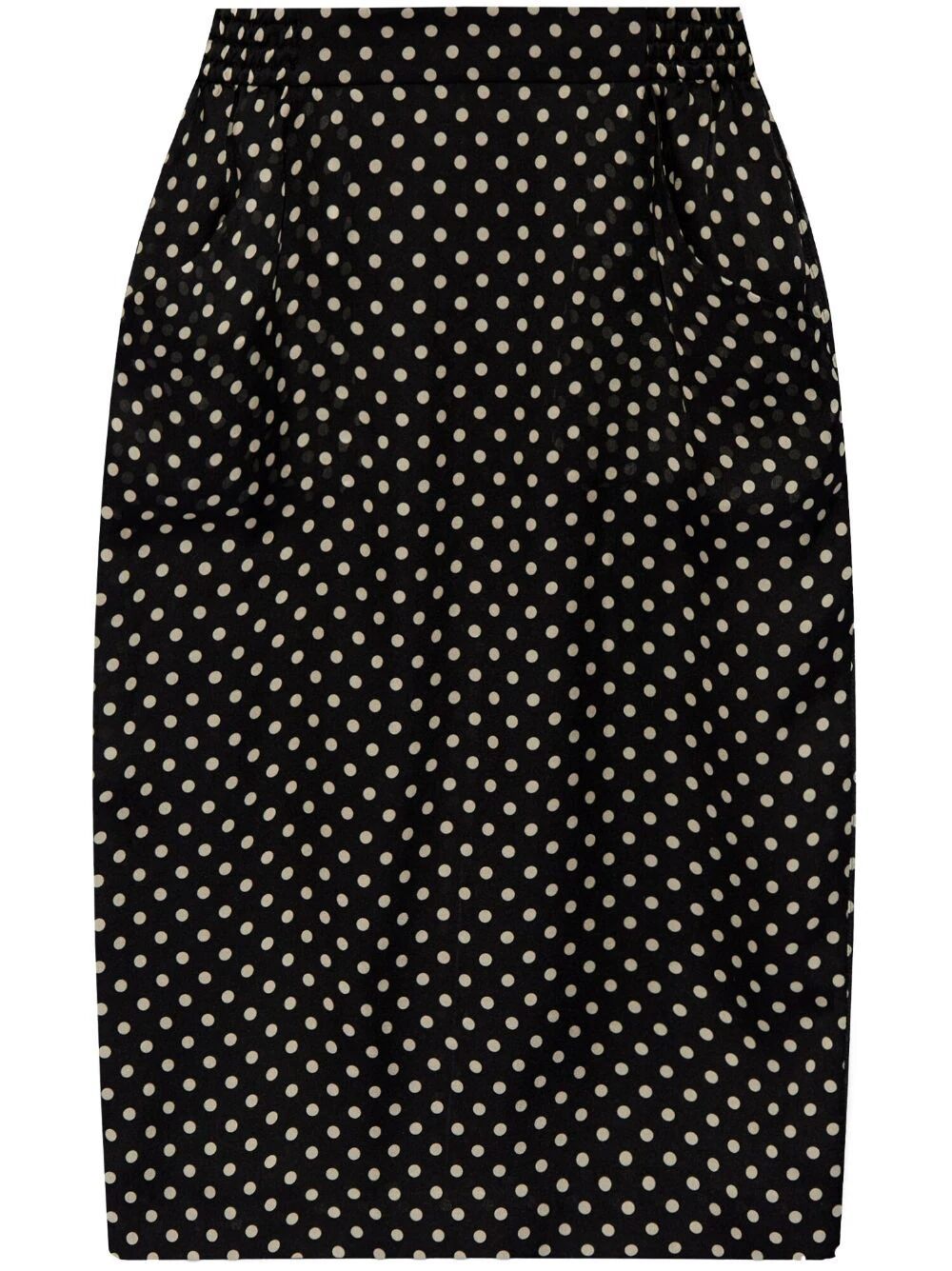 SAINT LAURENT Dotted Silk Charmeuse Pencil Skirt for Women in Black