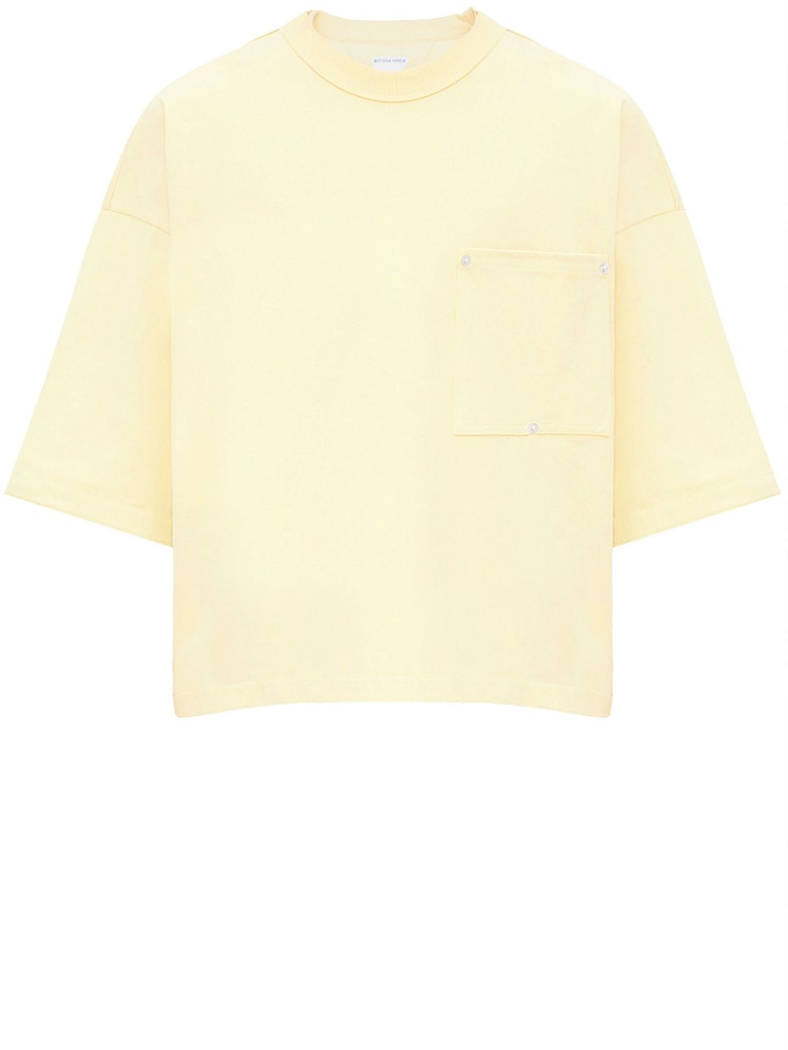 BOTTEGA VENETA Cream Cotton T-Shirt with Chest Pocket and Boxy Fit for Women