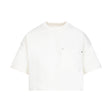 BOTTEGA VENETA SS24 Panna Cotton Crop Top with Front Pocket and Silver Metal Rivets