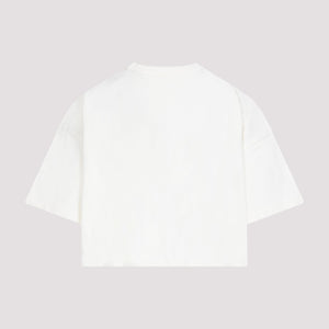 BOTTEGA VENETA Cream Cotton T-Shirt with Chest Pocket and Boxy Fit for Women