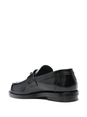 ALEXANDER MCQUEEN Black Leather Loafers with Stitched-Fold Detailing for Men