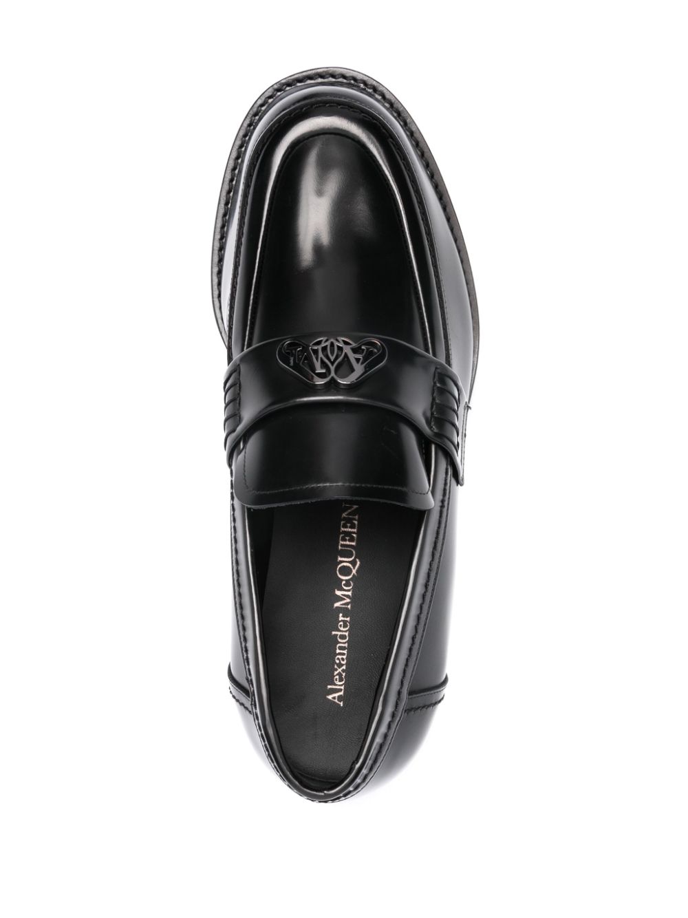 ALEXANDER MCQUEEN Black Leather Loafers with Stitched-Fold Detailing for Men