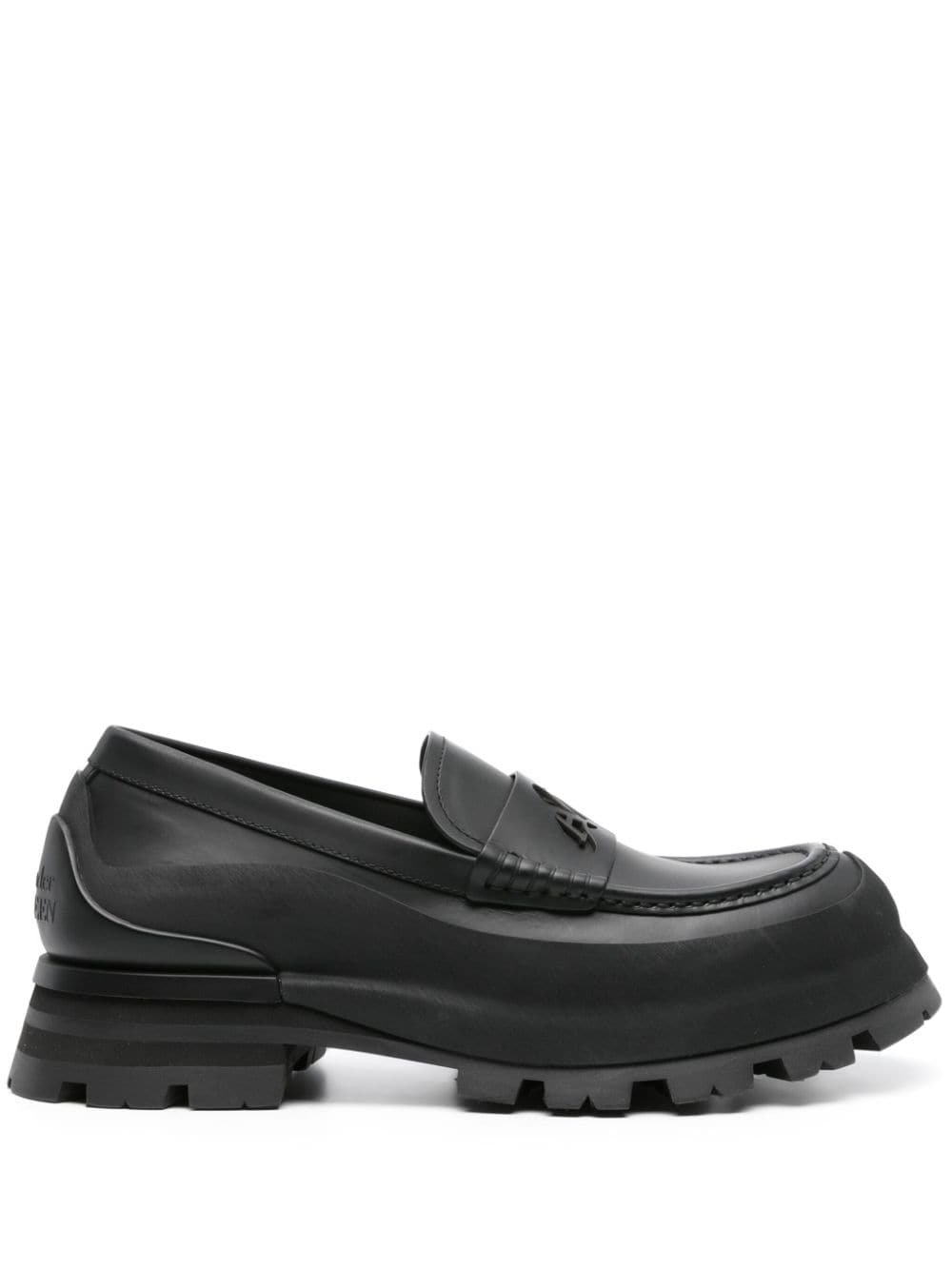 ALEXANDER MCQUEEN Black Leather Logo Loafers for Men