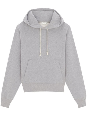 SAINT LAURENT Grey Cotton Hoodie for Women - SS24 Collection