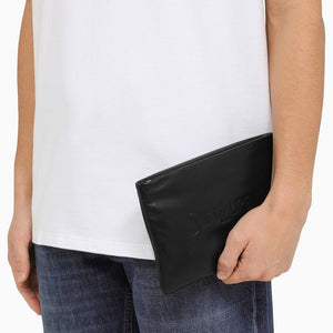 SAINT LAURENT Black Padded Lambskin Clutch Handbag | SS24 Collection