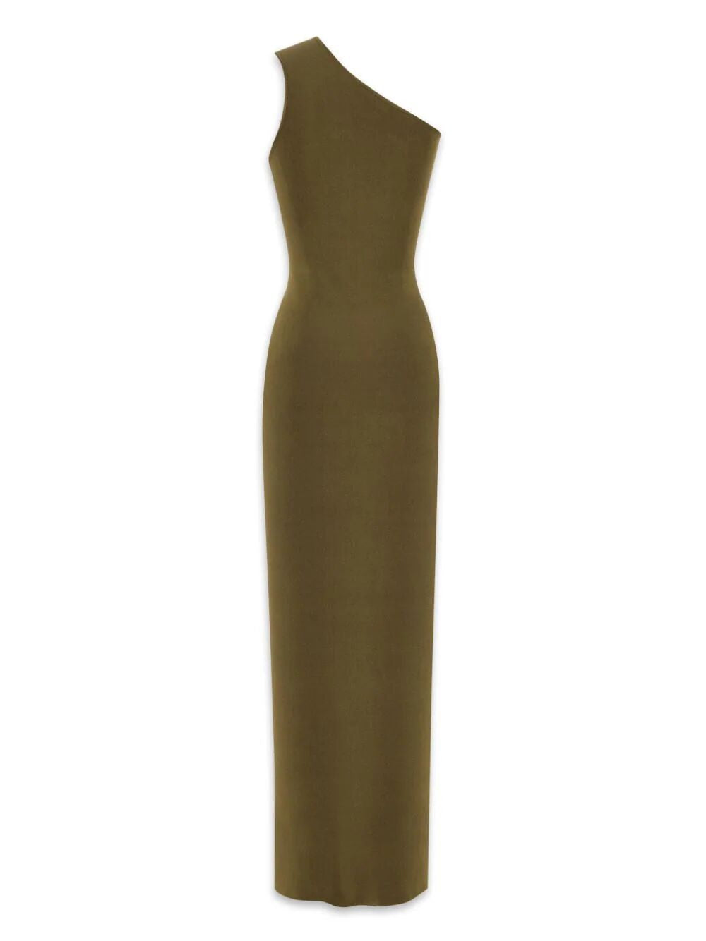 SAINT LAURENT One Shoulder Silk Maxi Dress - Green