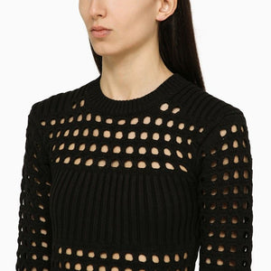 ALEXANDER MCQUEEN Black Knit Midi Dress