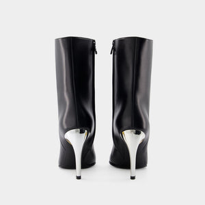 ALEXANDER MCQUEEN Sleek Almond-Toe Leather Ankle Boots with Armadillo Heel