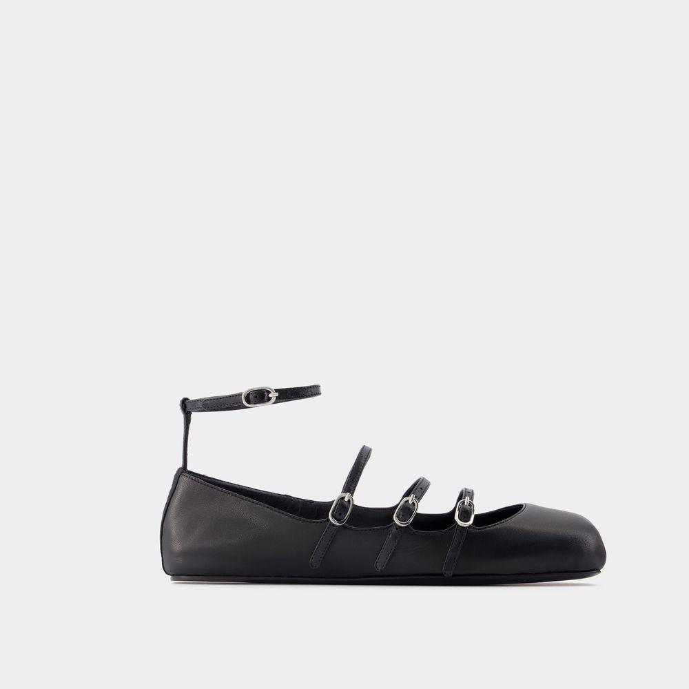 ALEXANDER MCQUEEN Black Cage Ballerinas for Women in SS24 Collection