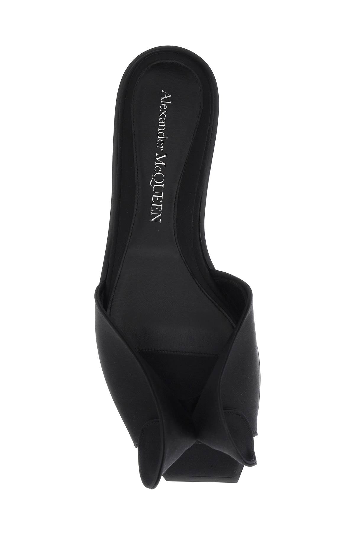 ALEXANDER MCQUEEN Black Silk Adorned Slide Sandals for Women