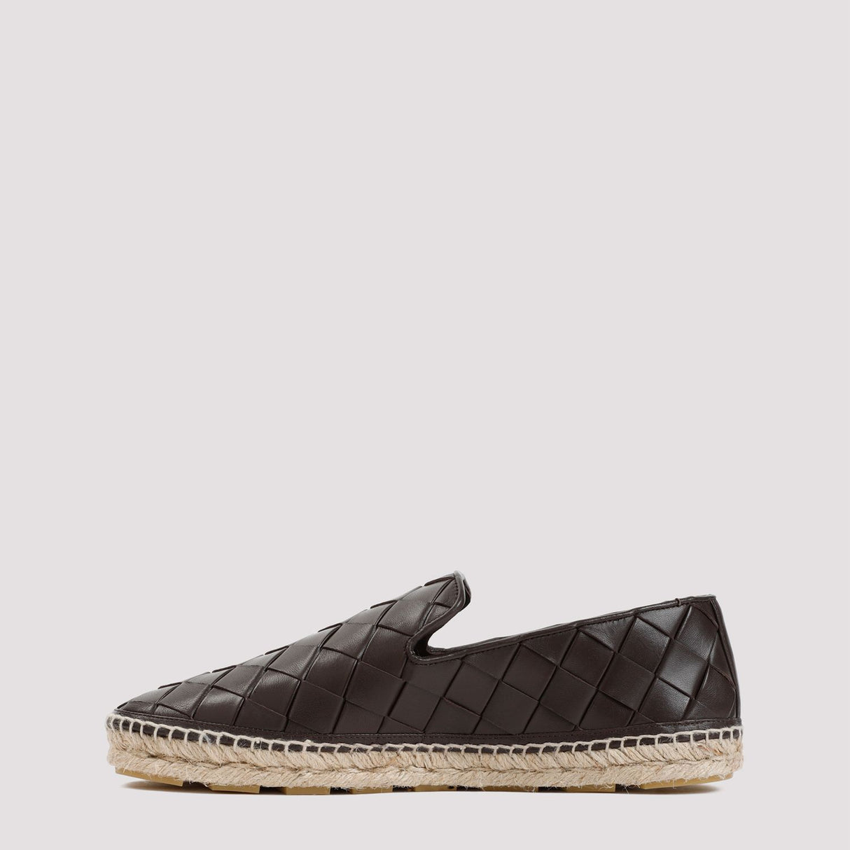 BOTTEGA VENETA Brown Calf Leather Espadrille Moccasins for Men - SS24 Collection