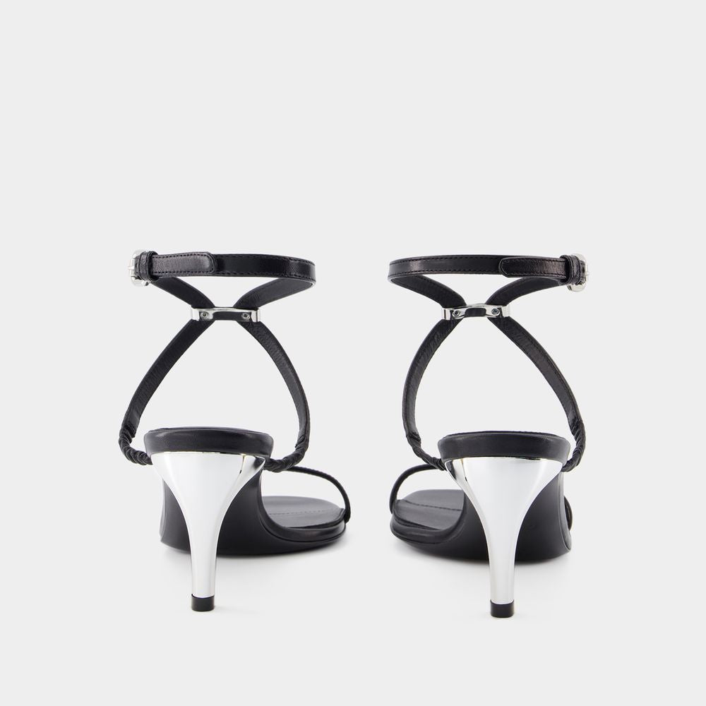 ALEXANDER MCQUEEN Sleek Black Leather Sandals for Women from SS24 Collection