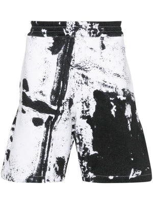 ALEXANDER MCQUEEN Graphic Print Shorts with Elastic Waistband and Embroidered Logo for Men - SS24