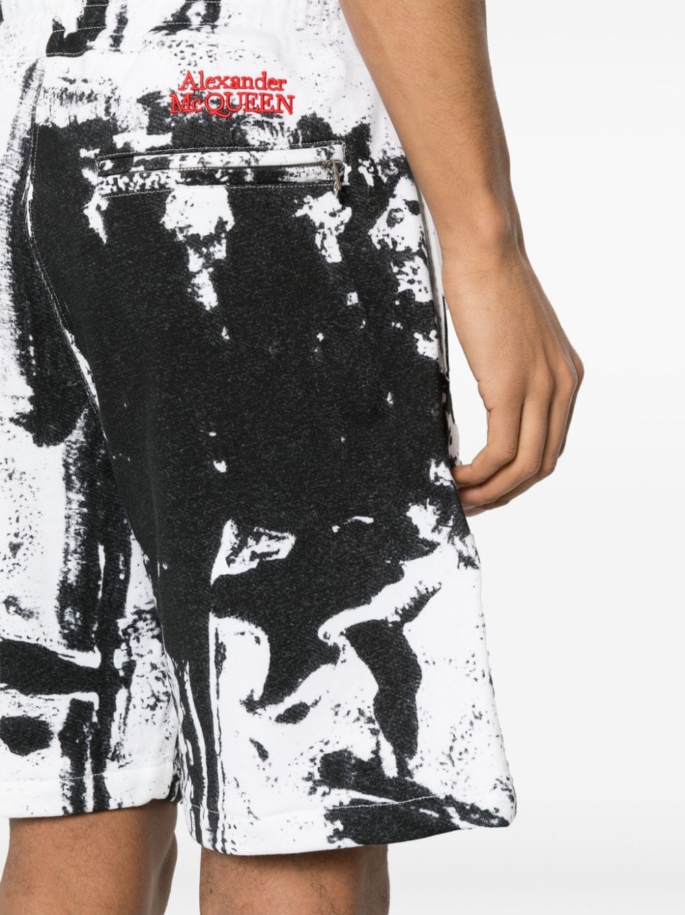 ALEXANDER MCQUEEN Graphic Print Shorts with Elastic Waistband and Embroidered Logo for Men - SS24