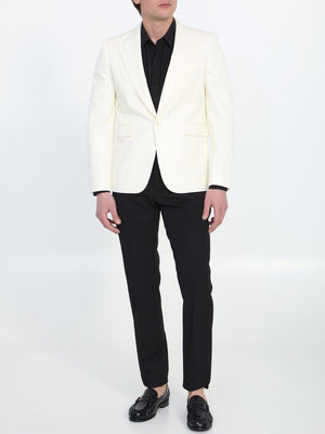 SAINT LAURENT Elegant Off-White Wool Gabardine Jacket