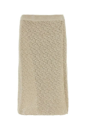 BOTTEGA VENETA Crochet Effect Wrap Skirt for Women - Beige