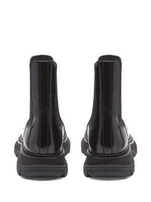 ALEXANDER MCQUEEN Men's Black Leather Chelsea Boots for SS24 Collection