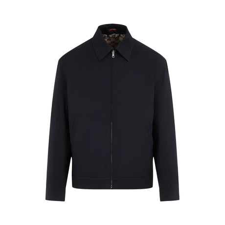 GUCCI Men's Classic Blue Cotton Blouson Jacket