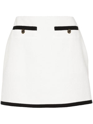 GUCCI Elegant White Cotton Tweed Mini Skirt