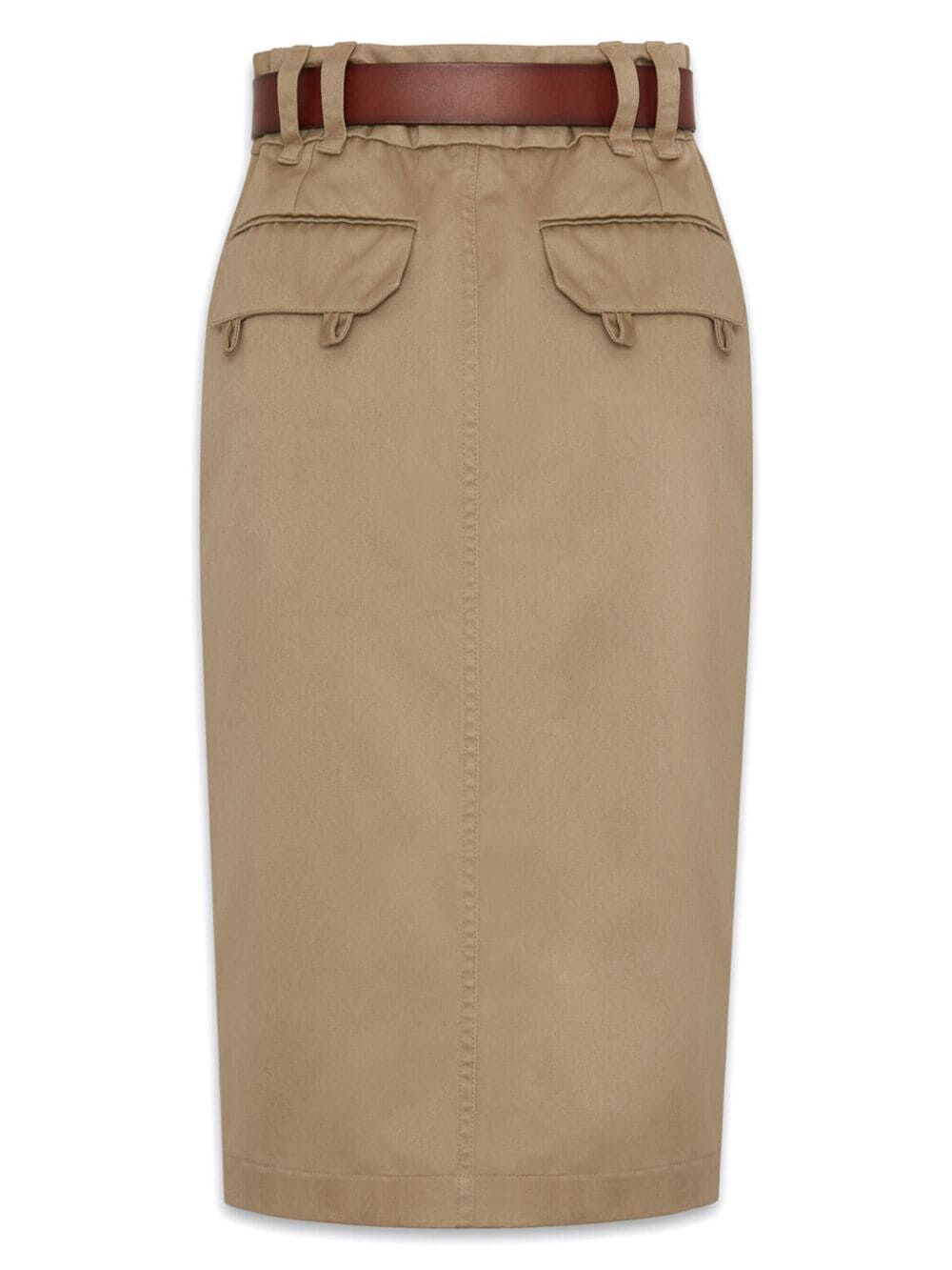 SAINT LAURENT Elegant Nude Midi Cotton Skirt