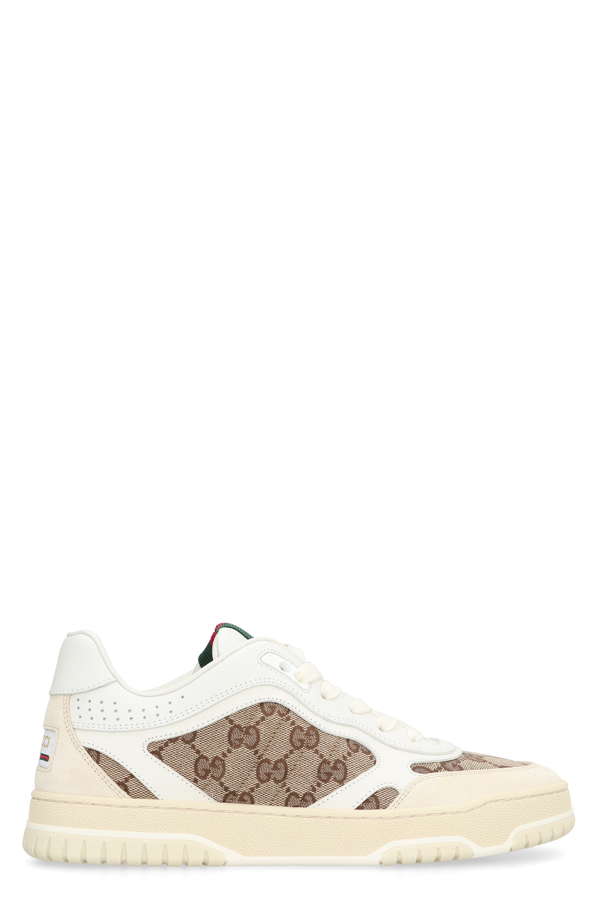 GUCCI Elegant Canvas and Leather Web Sneakers 1.25-Inch Heel