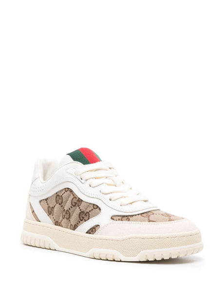 GUCCI Leather Panelled Classic GG Sneakers for Women - Fit Large