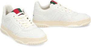 GUCCI Re-Web Leather Sneakers with Lace-Up Closure - 3.2cm Height