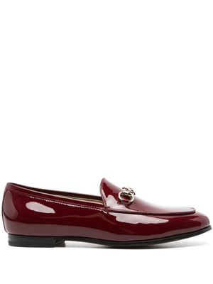 GUCCI Almond Toe Leather Loafers with Signature Detail