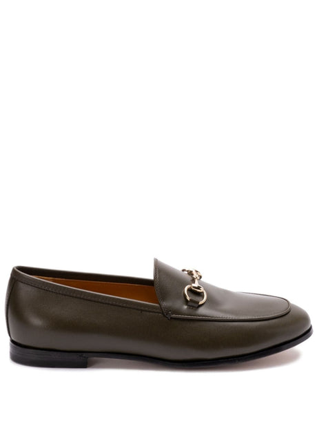 GUCCI Almond Toe Leather Loafers with Signature Detail