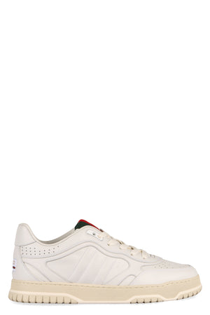 GUCCI Classic Re-Web White Leather Sneakers with Iconic Stripe Detail - Height 3.4cm