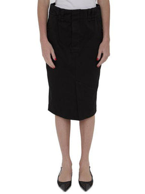 SAINT LAURENT Cotton Pencil Skirt in Black - Women's High Fashion