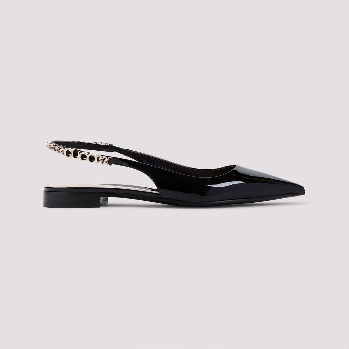 GUCCI Elegant Black Leather Ballerina Flats with Mini Heel