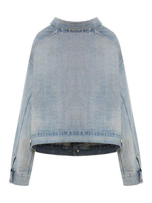 BALENCIAGA Blue Off-Shoulder Vintage Denim Jacket for Men | Spring/Summer 2024