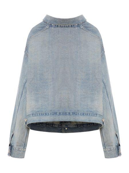 BALENCIAGA Blue Off-Shoulder Vintage Denim Jacket for Men | Spring/Summer 2024