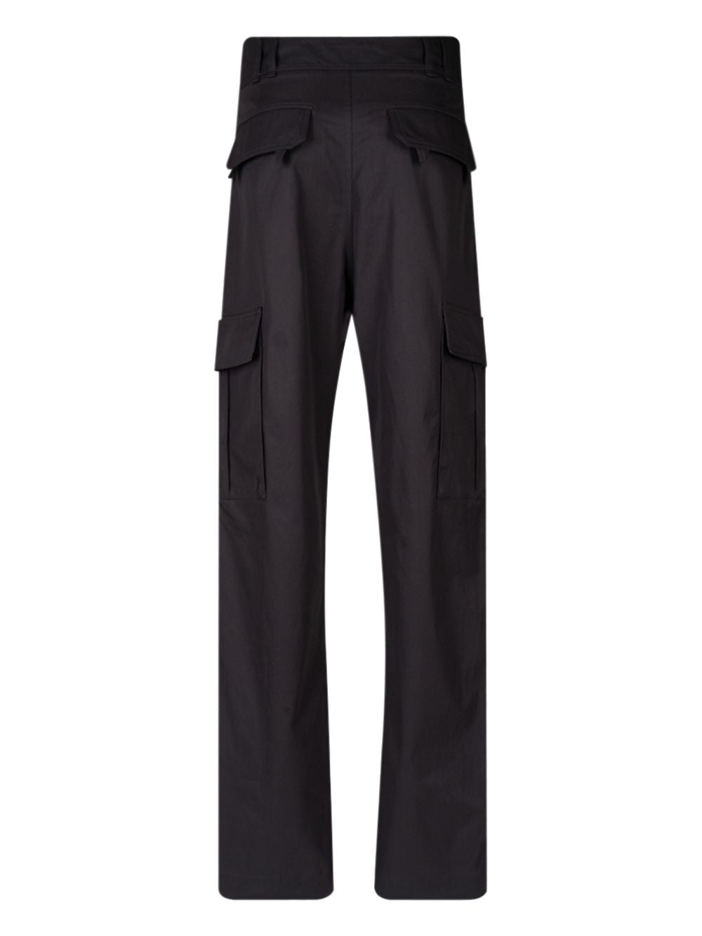 SAINT LAURENT Chic Grey Straight Leg Cotton Pants with Button Accents