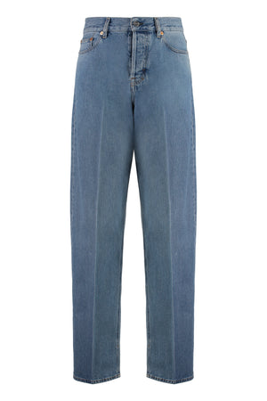 GUCCI Straight-Leg Denim Jeans with Leather Accents