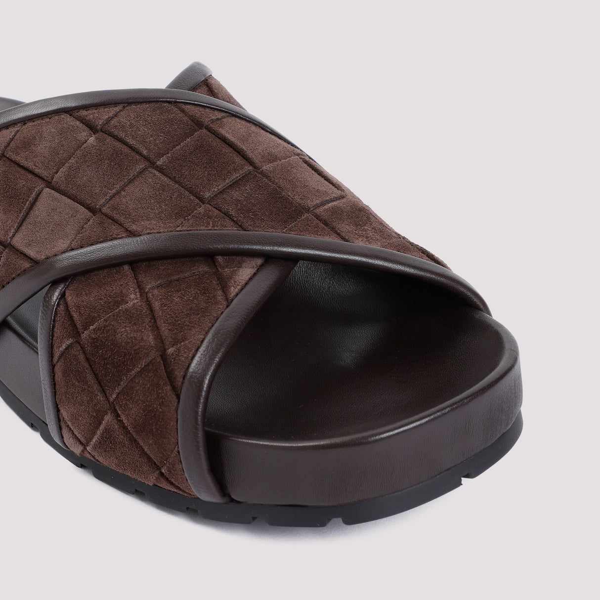 BOTTEGA VENETA Criss Cross Brown Men's Sandals for SS24