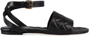 BOTTEGA VENETA Black Woven Flat Sandals for Women