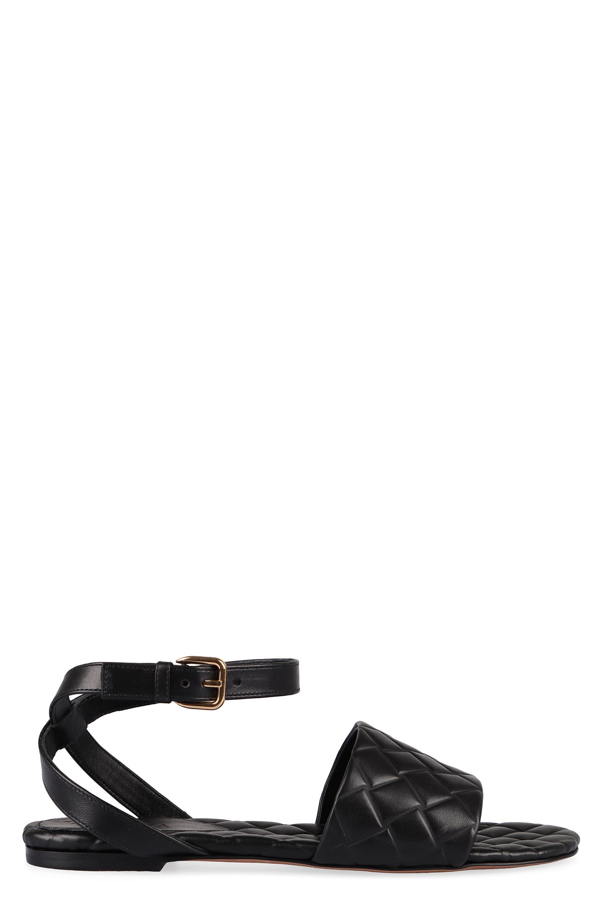 BOTTEGA VENETA Black Woven Flat Sandals for Women