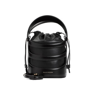 ALEXANDER MCQUEEN Stylish Black Leather Bucket Handbag for Women | SS24 Collection