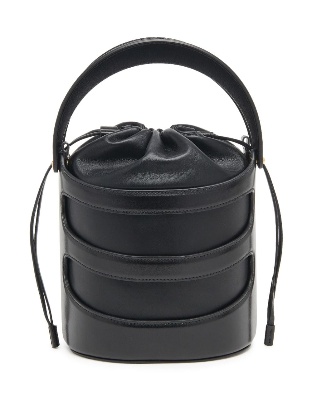 ALEXANDER MCQUEEN Stylish Black Leather Bucket Handbag for Women | SS24 Collection