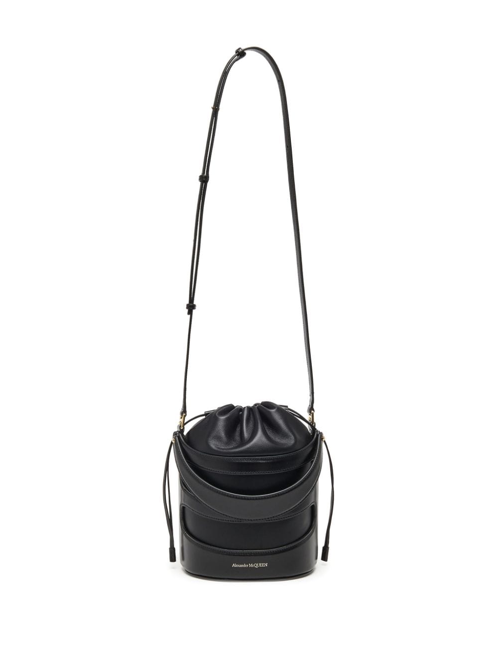 ALEXANDER MCQUEEN Stylish Black Leather Bucket Handbag for Women | SS24 Collection